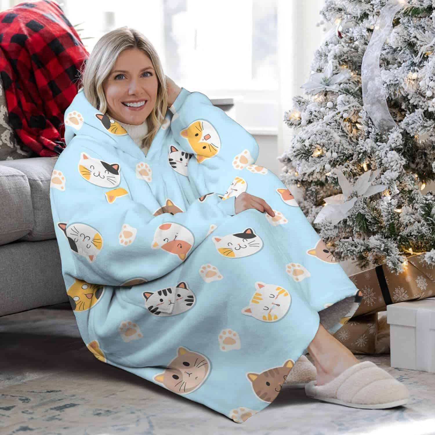 Manta de Gato Lindo Azul Touchbetter, Manta Sherpa con - Imagen 4