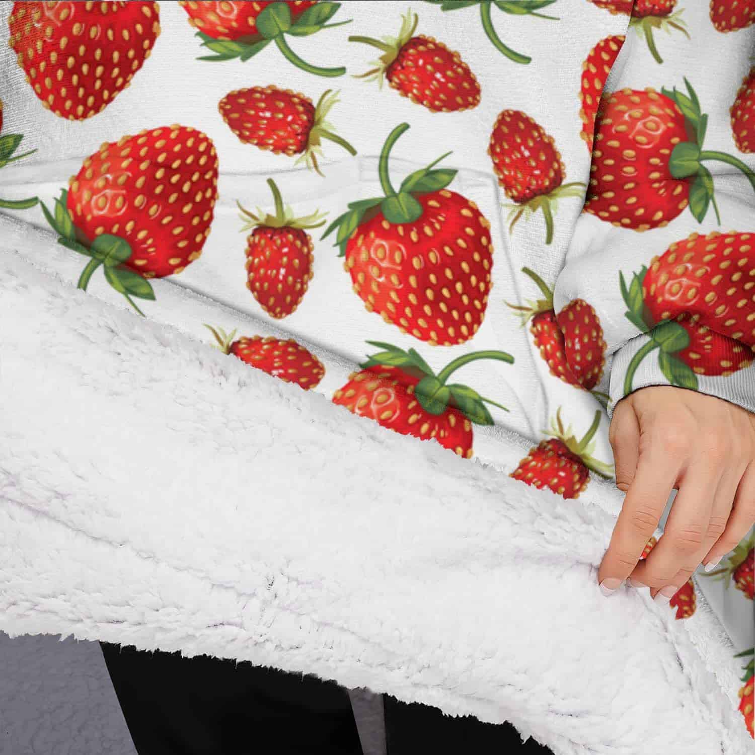 Manta con Capucha de Fresa, Wearable de Gran Tamaño - Imagen 6