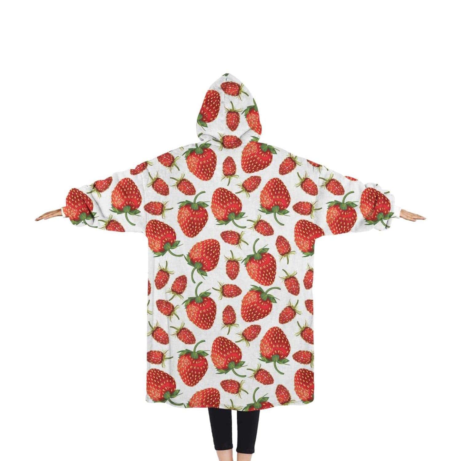 Manta con Capucha de Fresa, Wearable de Gran Tamaño - Imagen 3