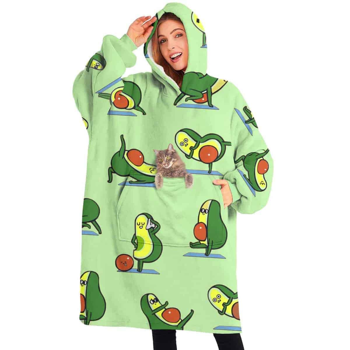 Manta Gigante con Capucha de Aguacate para Yoga, Manta de
