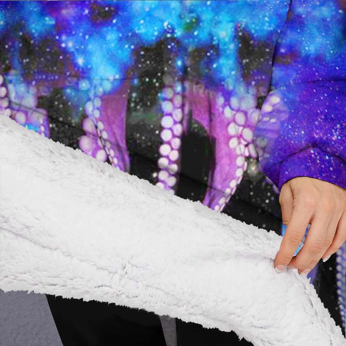 Manta con capucha de Sherpa con diseño de pulpo estrellado, - Imagen 6