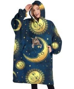 Manta Sherpa con Capucha Touchbetter Boho Moon Sun, Manta