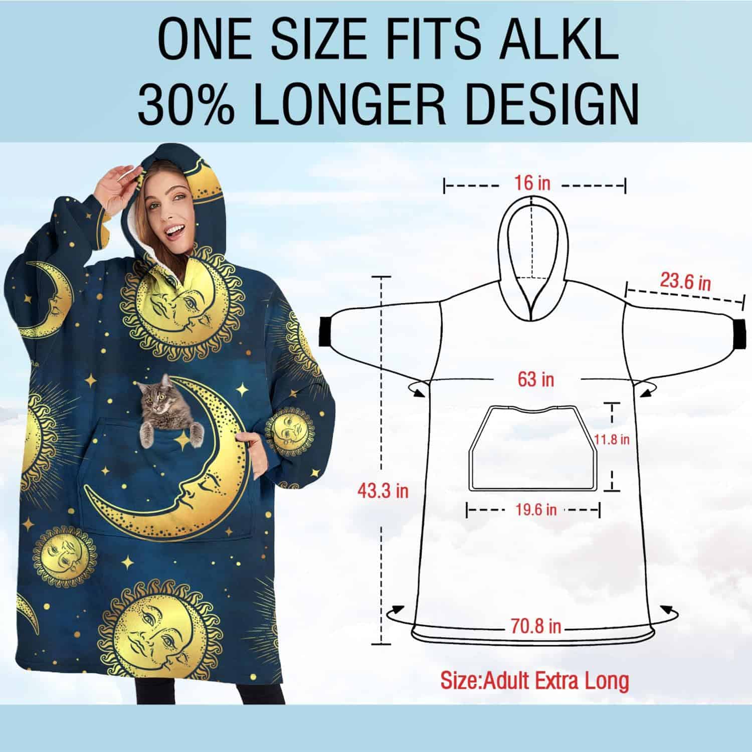 Manta Sherpa con Capucha Touchbetter Boho Moon Sun, Manta - Imagen 7