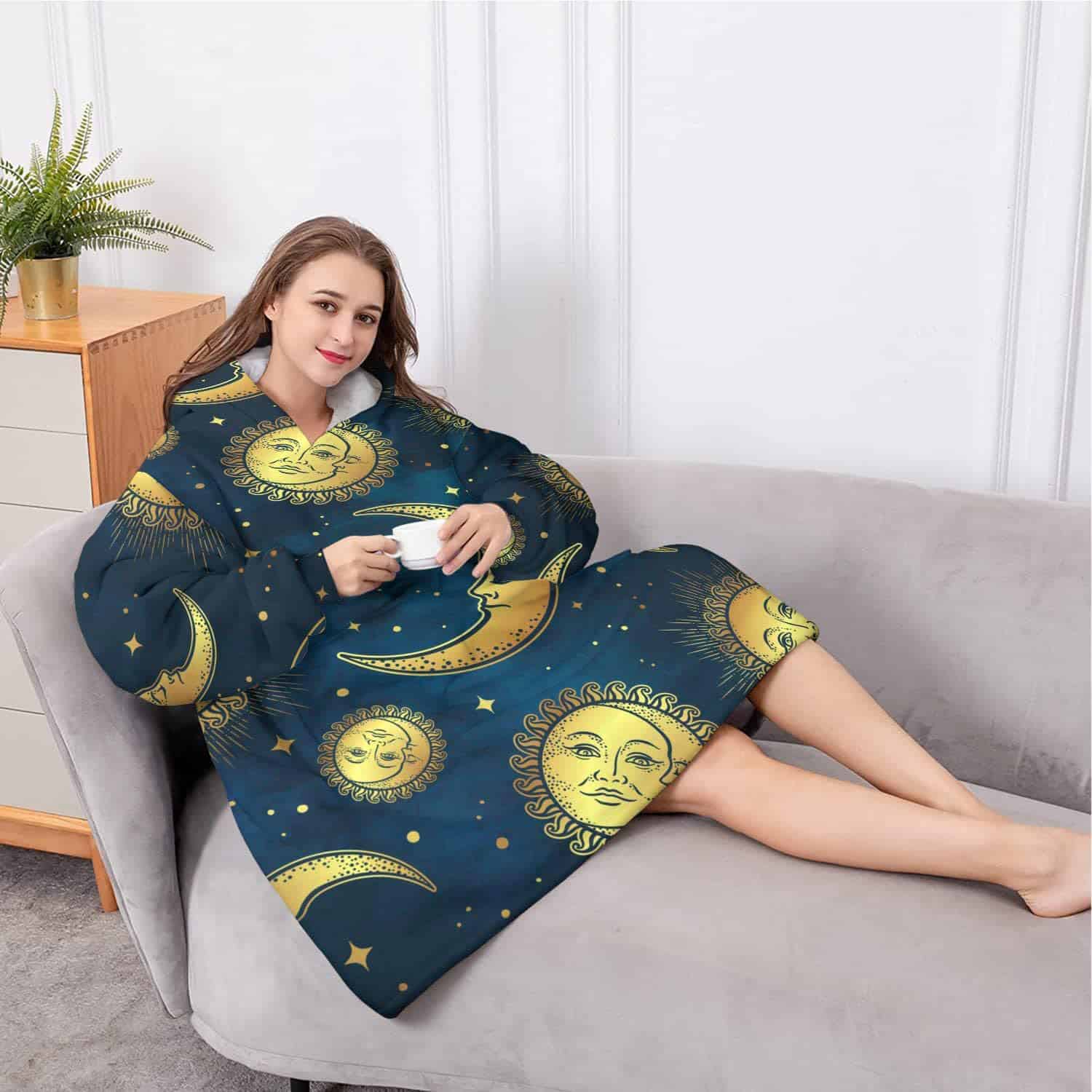 Manta Sherpa con Capucha Touchbetter Boho Moon Sun, Manta - Imagen 5