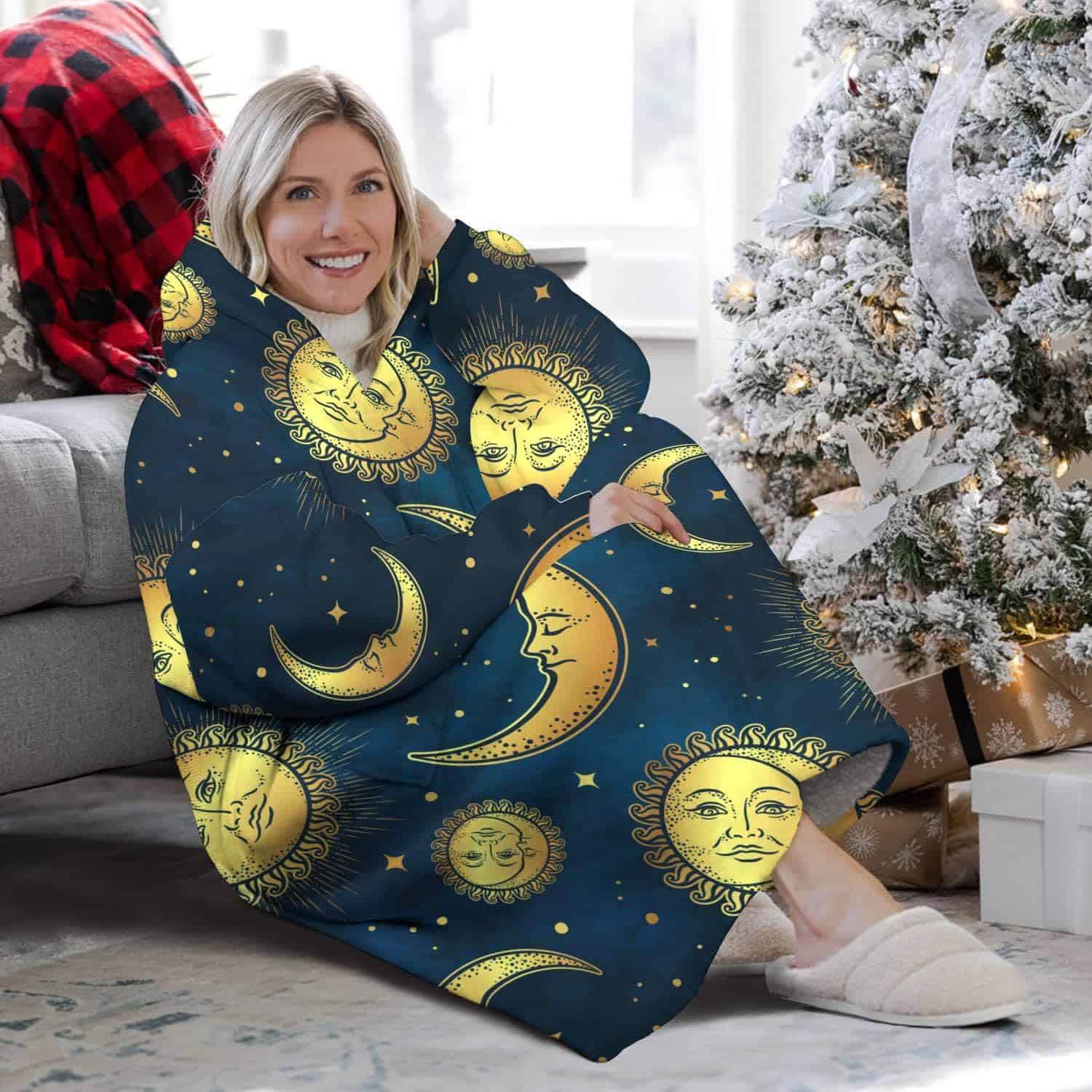 Manta Sherpa con Capucha Touchbetter Boho Moon Sun, Manta - Imagen 4