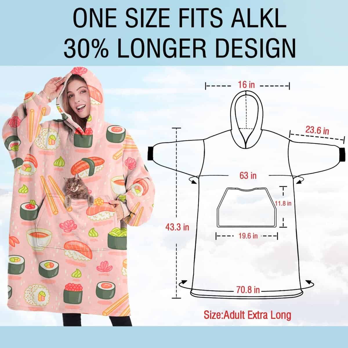 Manta con capucha para sushi y rolls, Manta Wearable de - Imagen 7