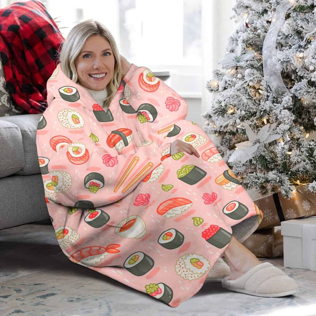 Manta con capucha para sushi y rolls, Manta Wearable de - Imagen 4