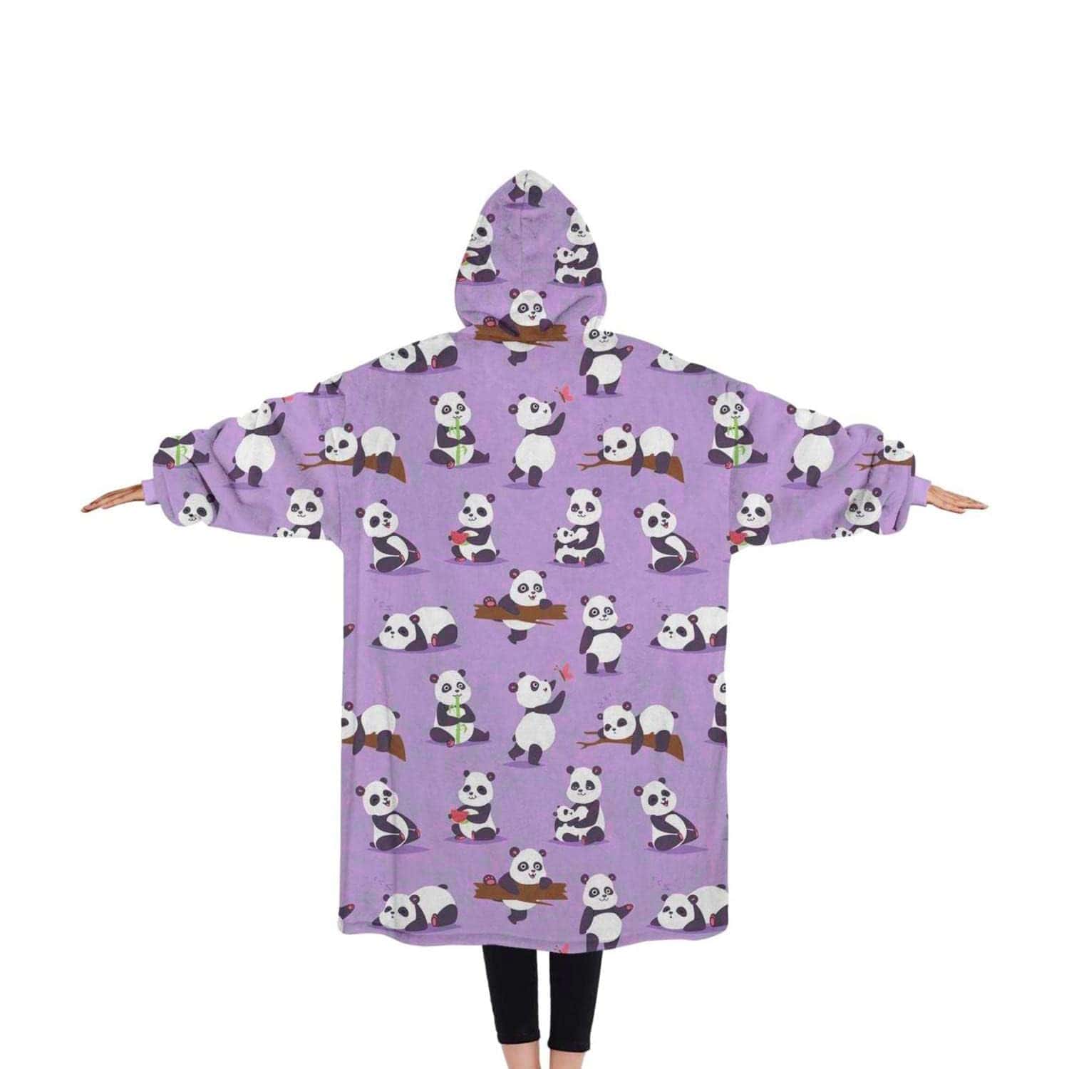 Manta de Bambú Púrpura con Panda, Manta con Capucha y - Imagen 3