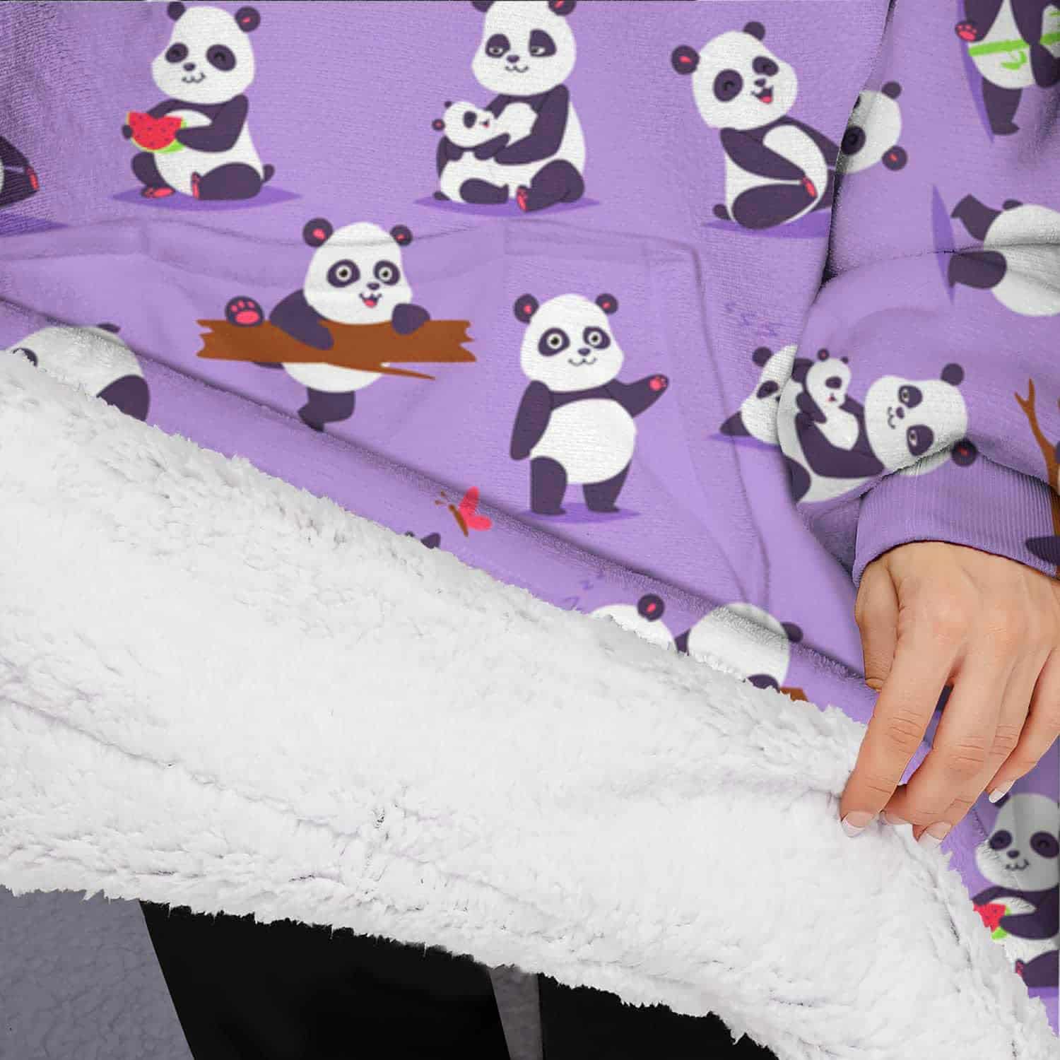 Manta de Bambú Púrpura con Panda, Manta con Capucha y - Imagen 6