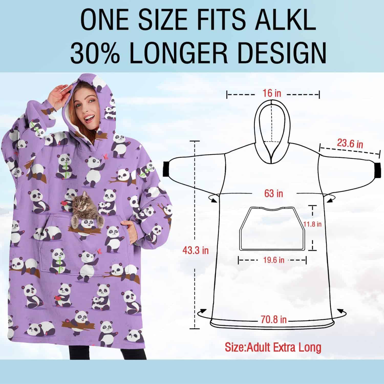 Manta de Bambú Púrpura con Panda, Manta con Capucha y - Imagen 7