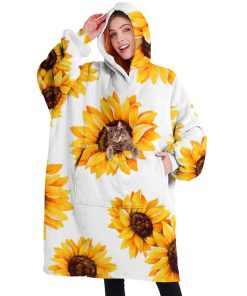 Manta con capucha de girasol linda y gigante, manta sherpa