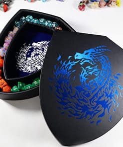 Fantasydice Bandeja de Dados de Escudo Dragón de Fuego Azul