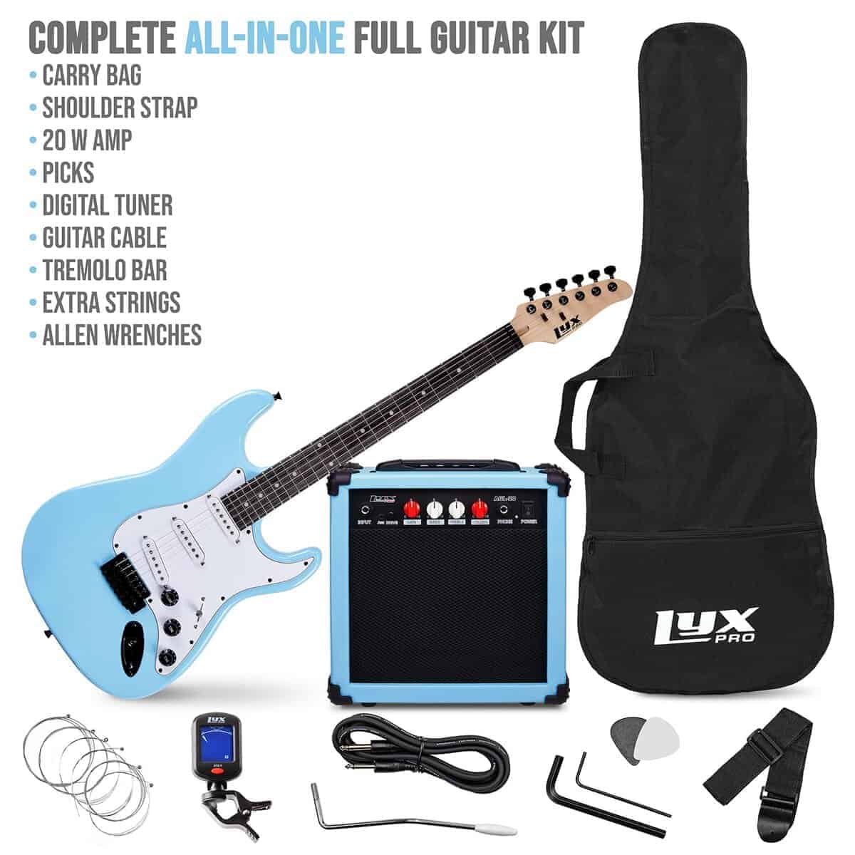 Kit de Guitarra Eléctrica LyxPro de 39 -Azul Retro - Imagen 3