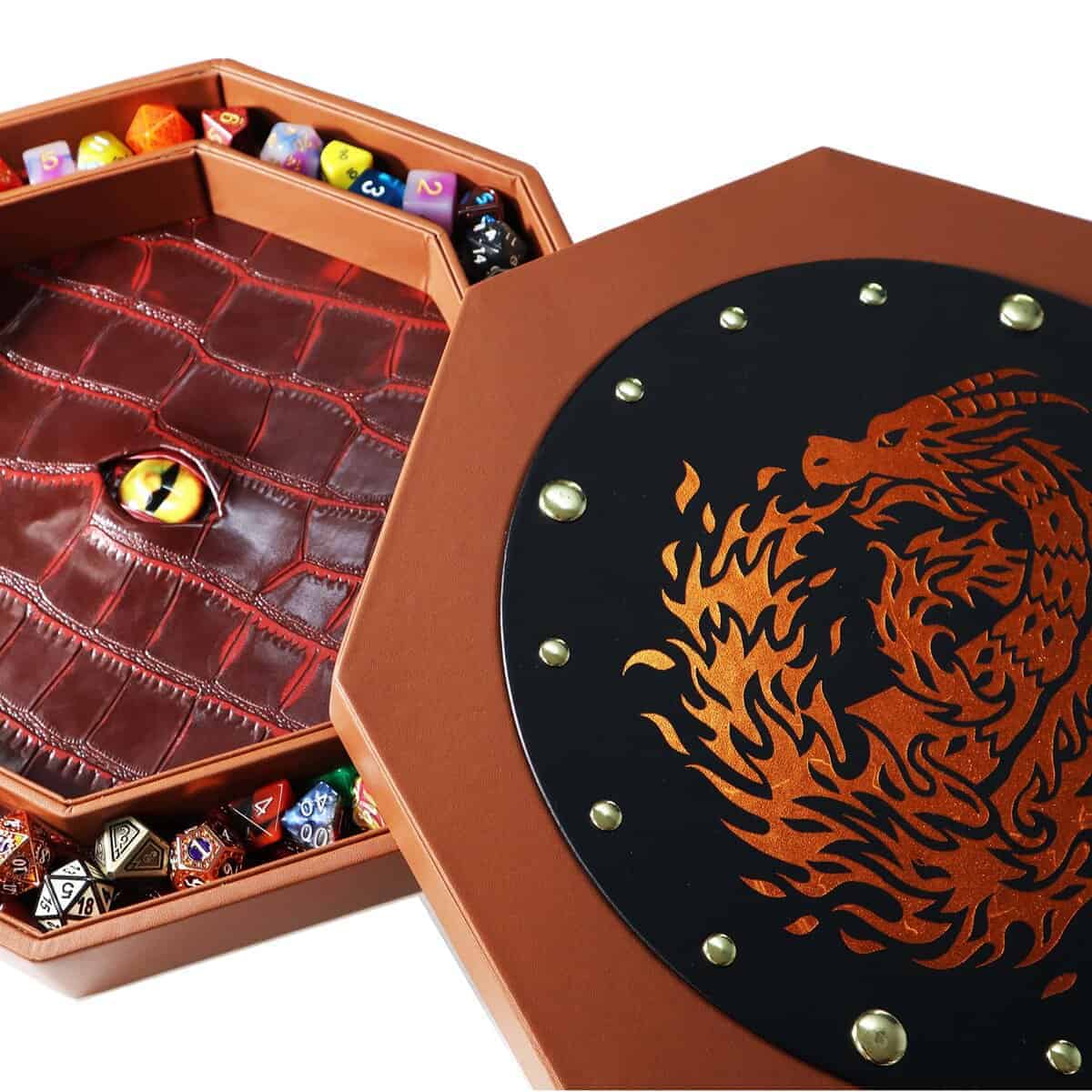 Fantasydice Bandeja de Dados Octagonal de Dragón de Fuego