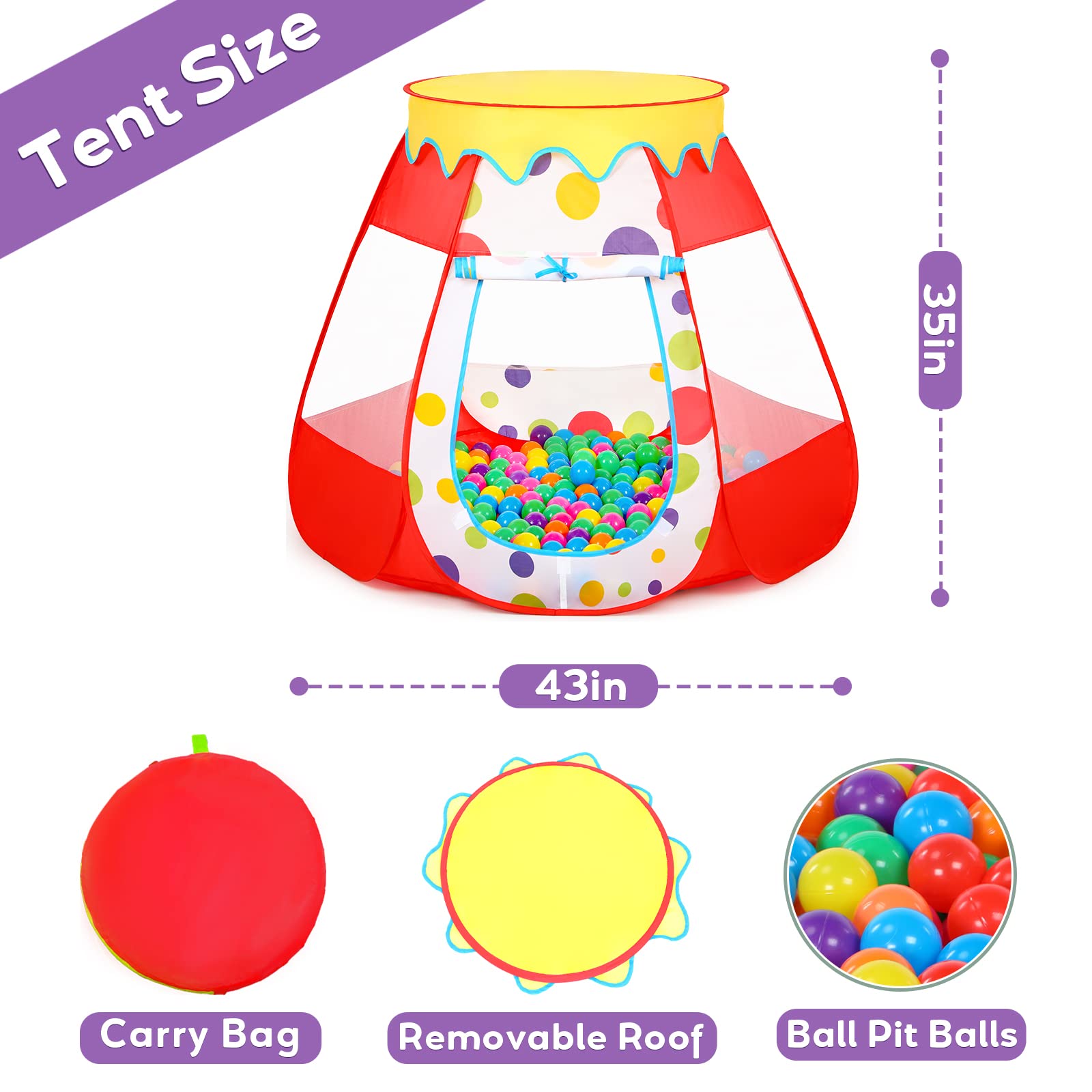 Tent De Juego De Bolas Para Bebés Wilhunter para Niños con - Imagen 8