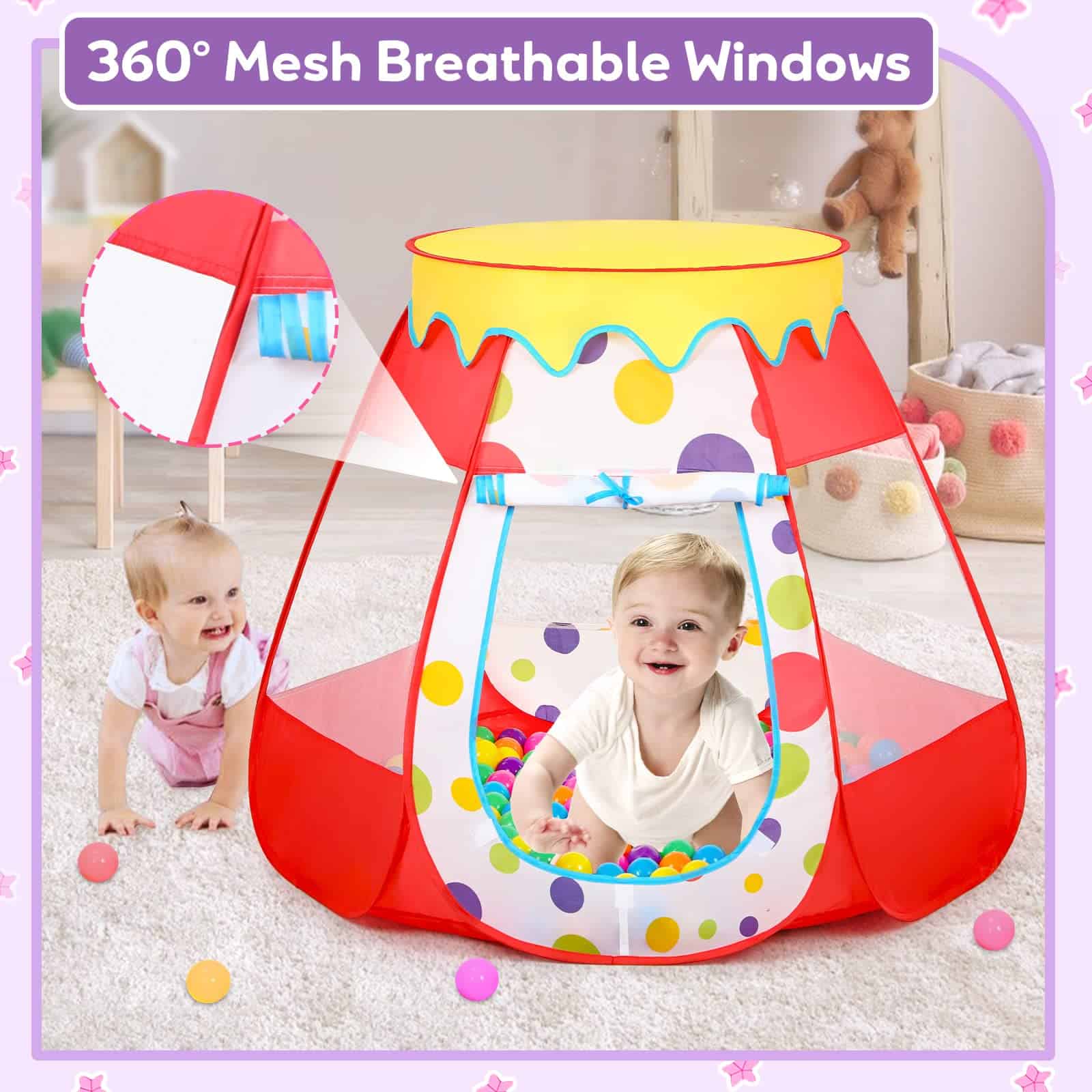 Tent De Juego De Bolas Para Bebés Wilhunter para Niños con - Imagen 5