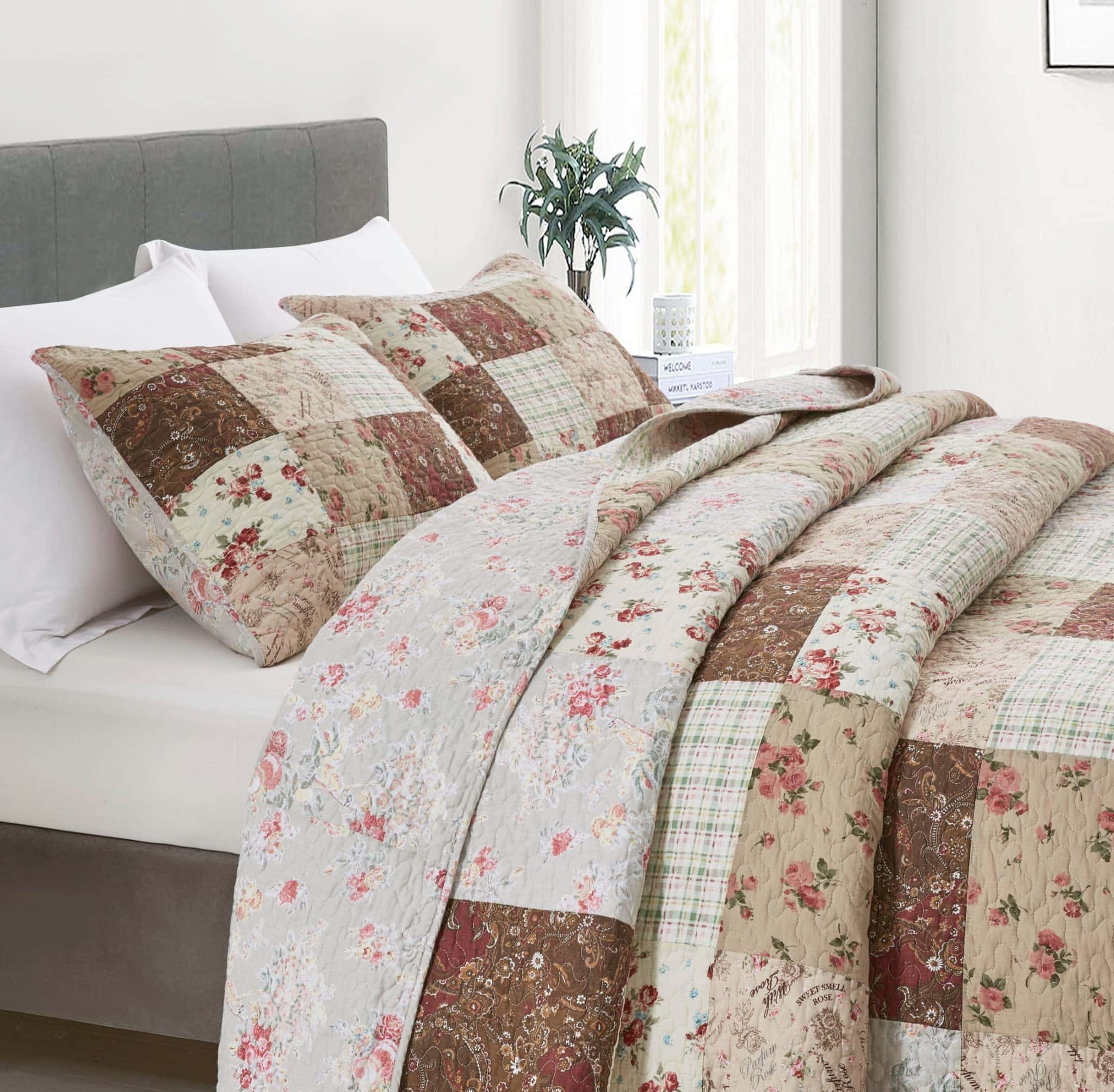 Chezmoi Collection Cynthia Juego de Edredón de 3 Piezas - - Imagen 4