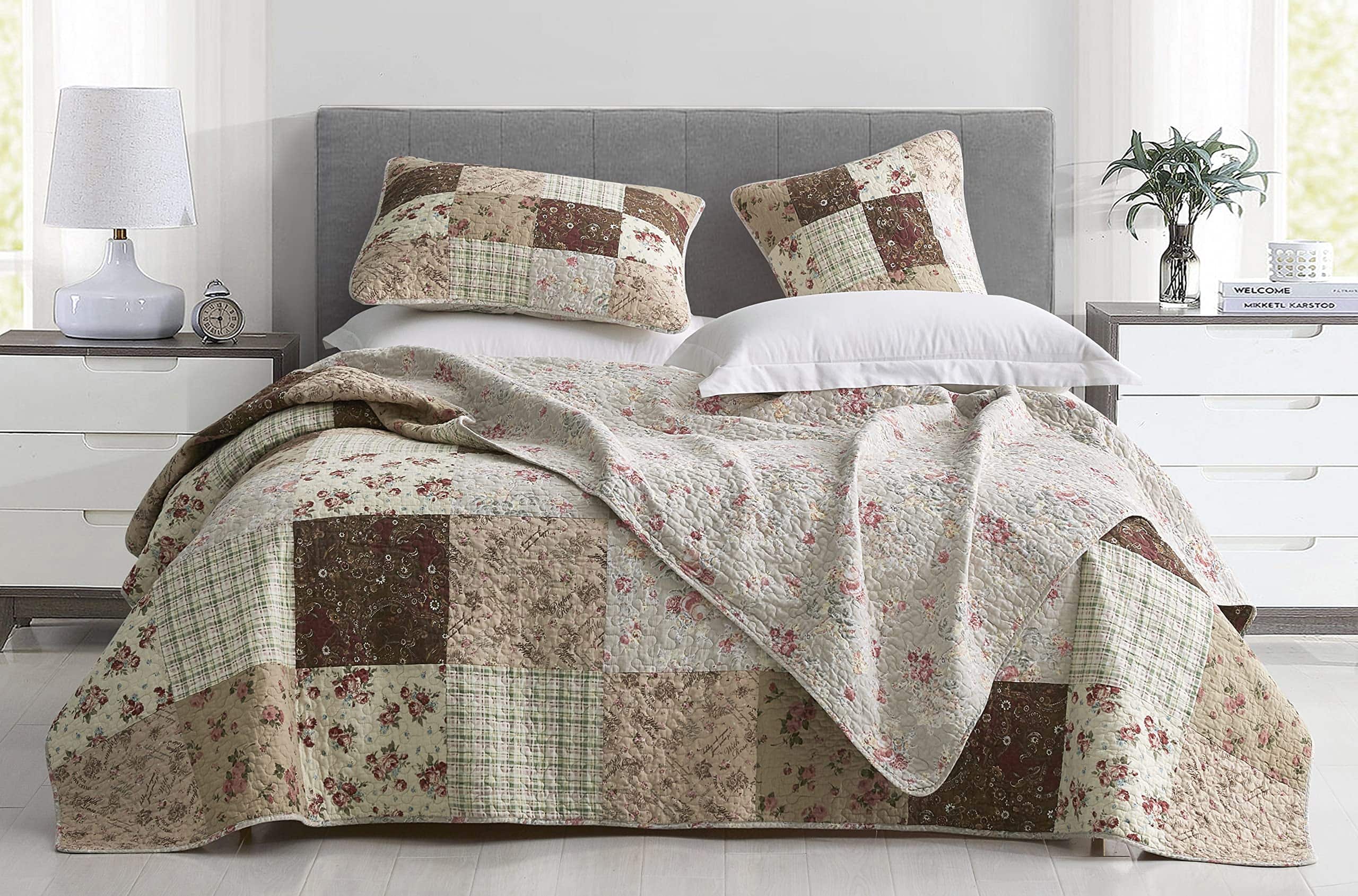 Chezmoi Collection Cynthia Juego de Edredón de 3 Piezas - - Imagen 3