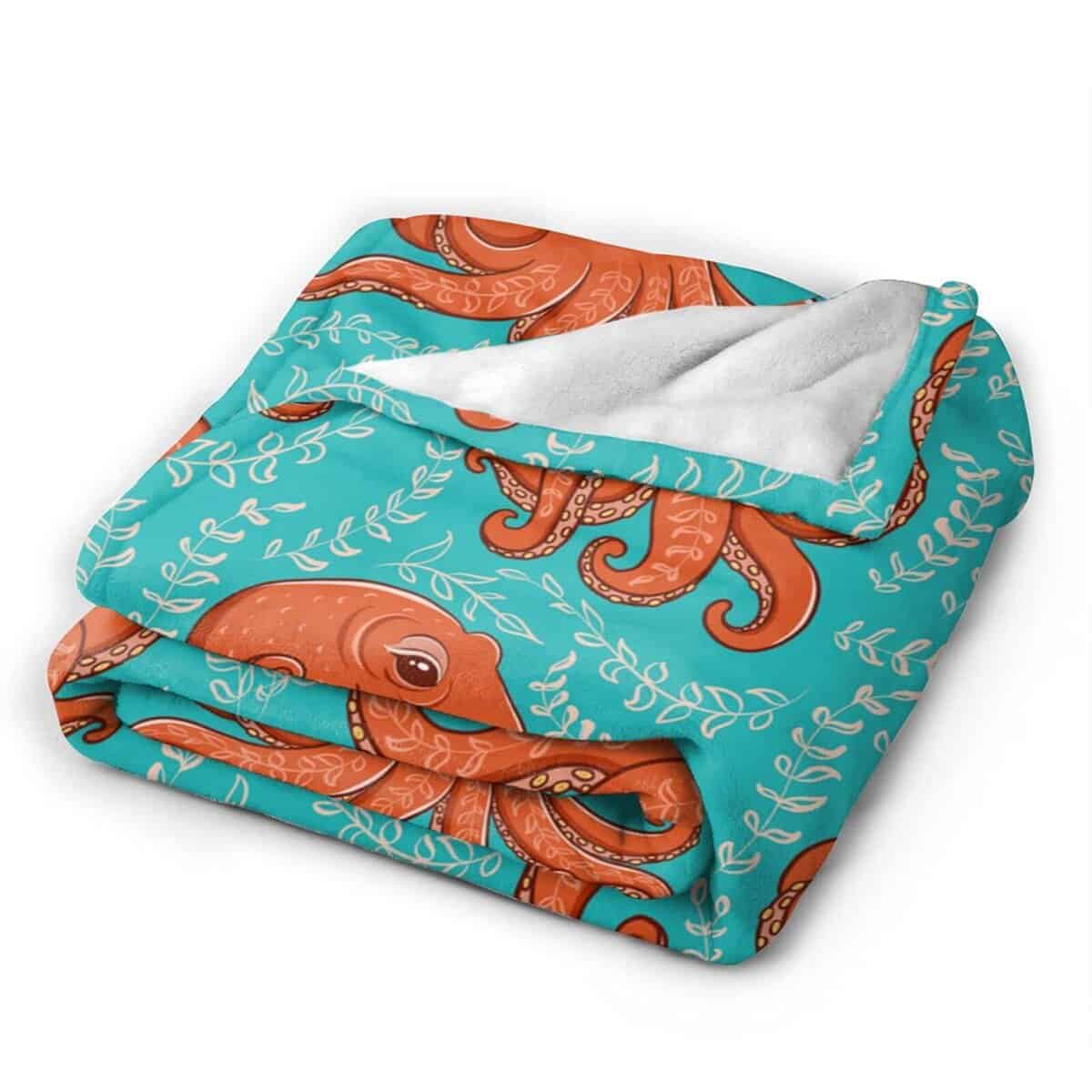 Manta de Cobija Suave Octopus Naranja para Cama Sofá - Imagen 4