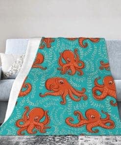 Manta de Cobija Suave Octopus Naranja para Cama Sofá