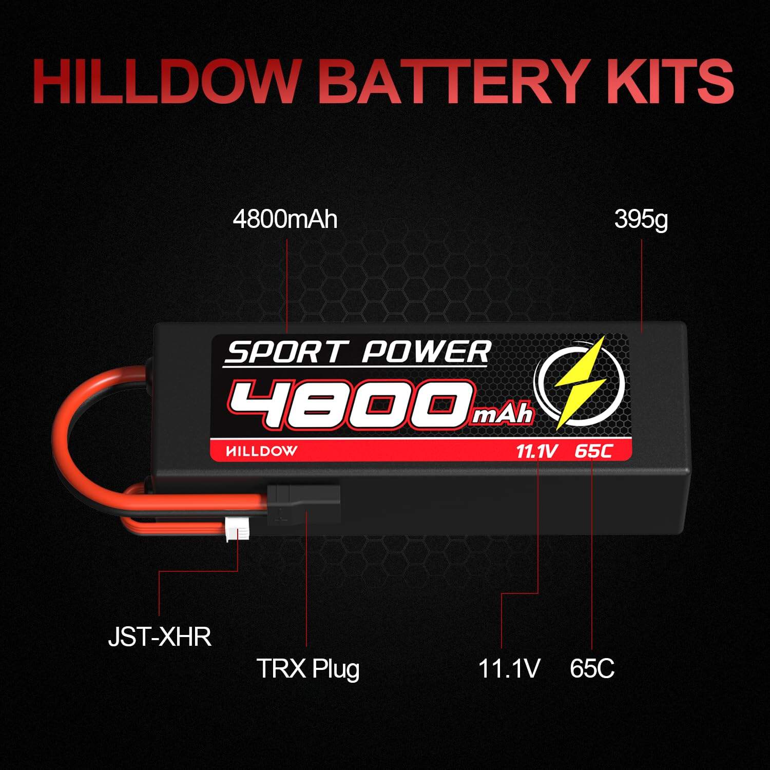 Batería Lipo Hilldow 11.1V 3S 65C 4800mAh Baterías - Imagen 3