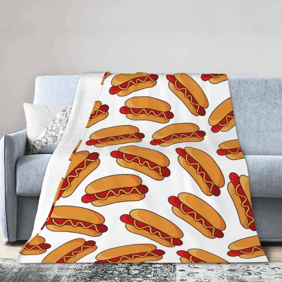Manta Cálida de Cama de Perrito Comida para Hot Dog, Súper