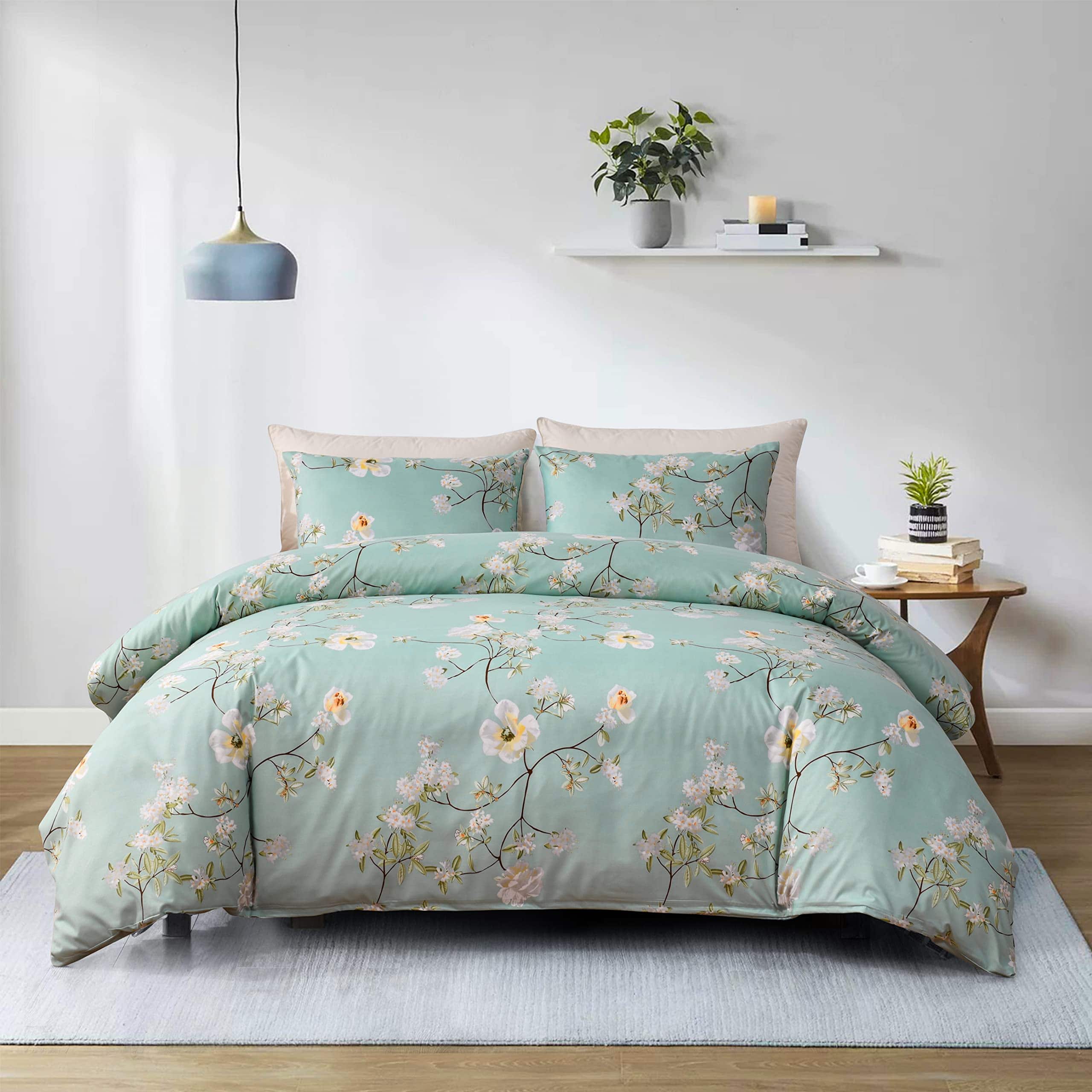 Set de Funda nórdica Floral Verde GETIANN para Cama Queen