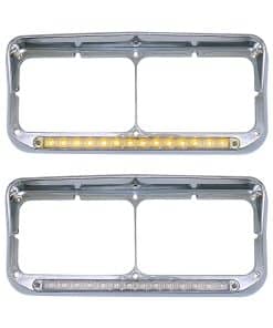 Cromo Plástico Bisel Dual Rectangular de Faro con Visera