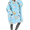 Manta con Capucha de Gran Tamaño Estampada de Gato