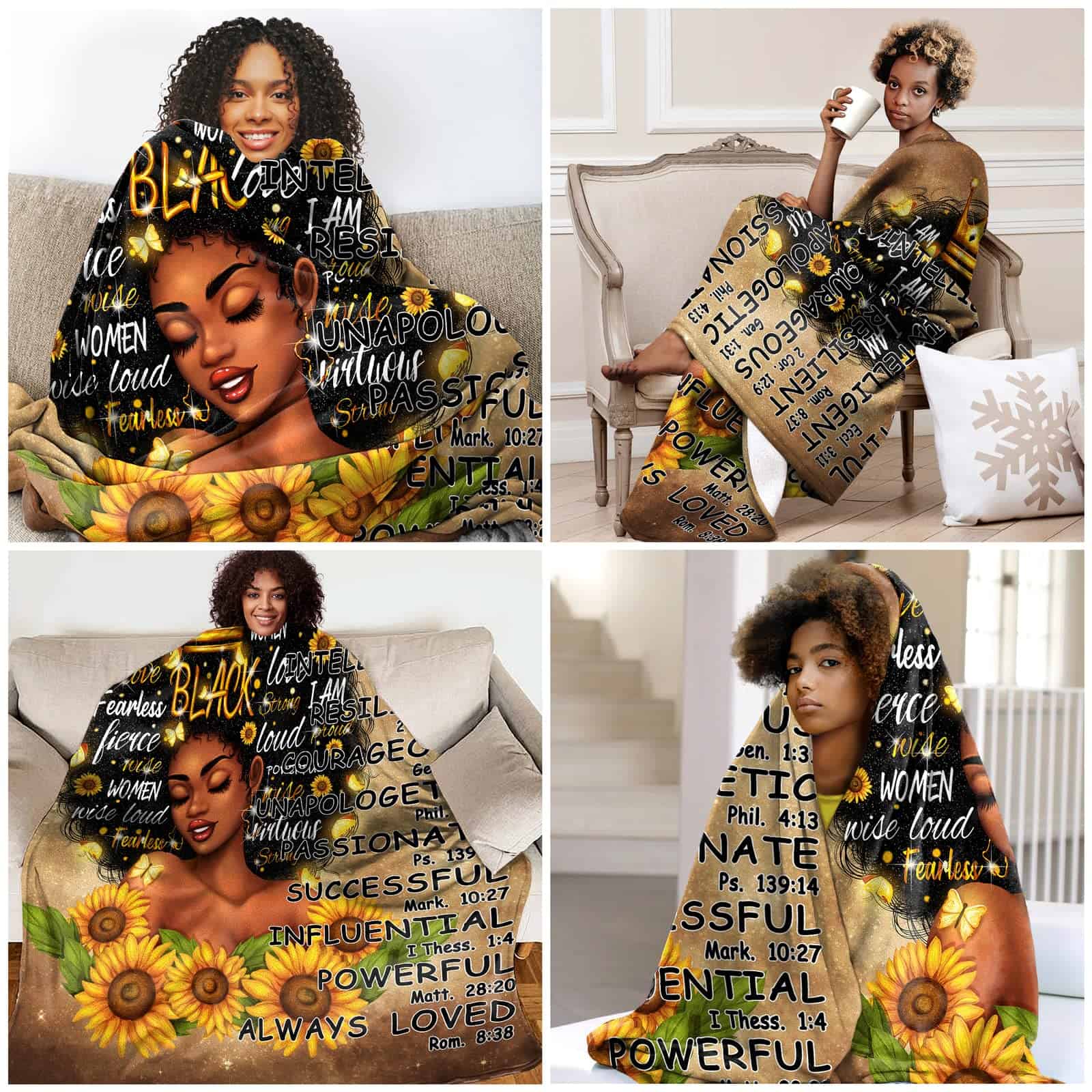 Manta Africana para Mujeres Mágicas de Color Negro Manta - Imagen 7