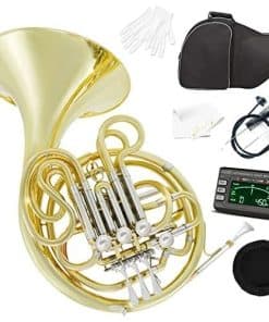 Trompa Doble F/Bb 4 Llaves de Níquel Chapado en Oro Lacado