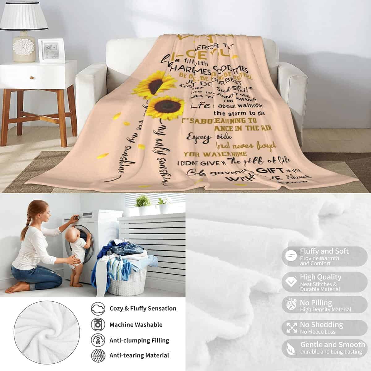 Manta de regalo de mamá a hija, manta de mamá para hija, - Imagen 7