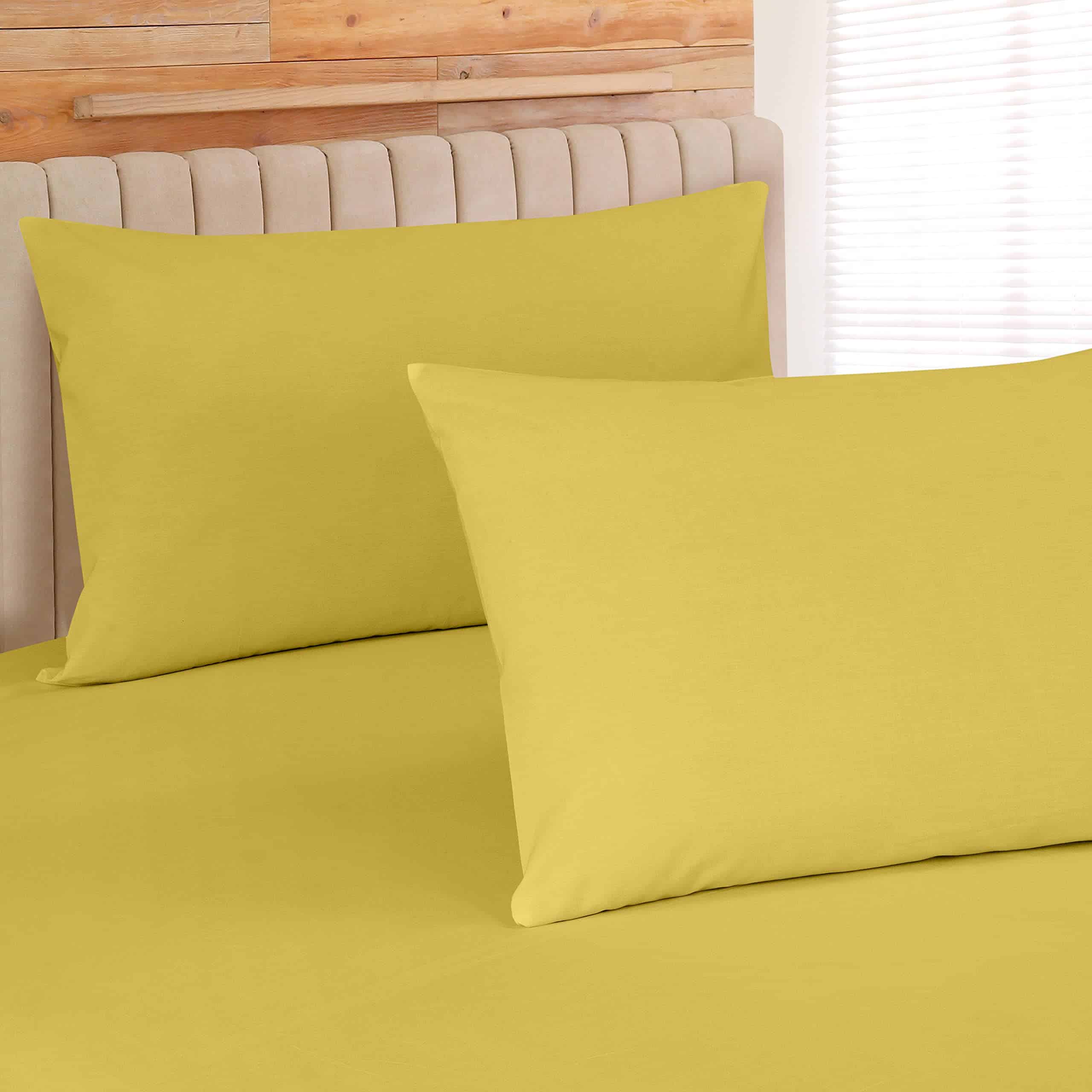 Juego de Sábanas de Algodón Peinado de 300 -Amarillo - Imagen 5