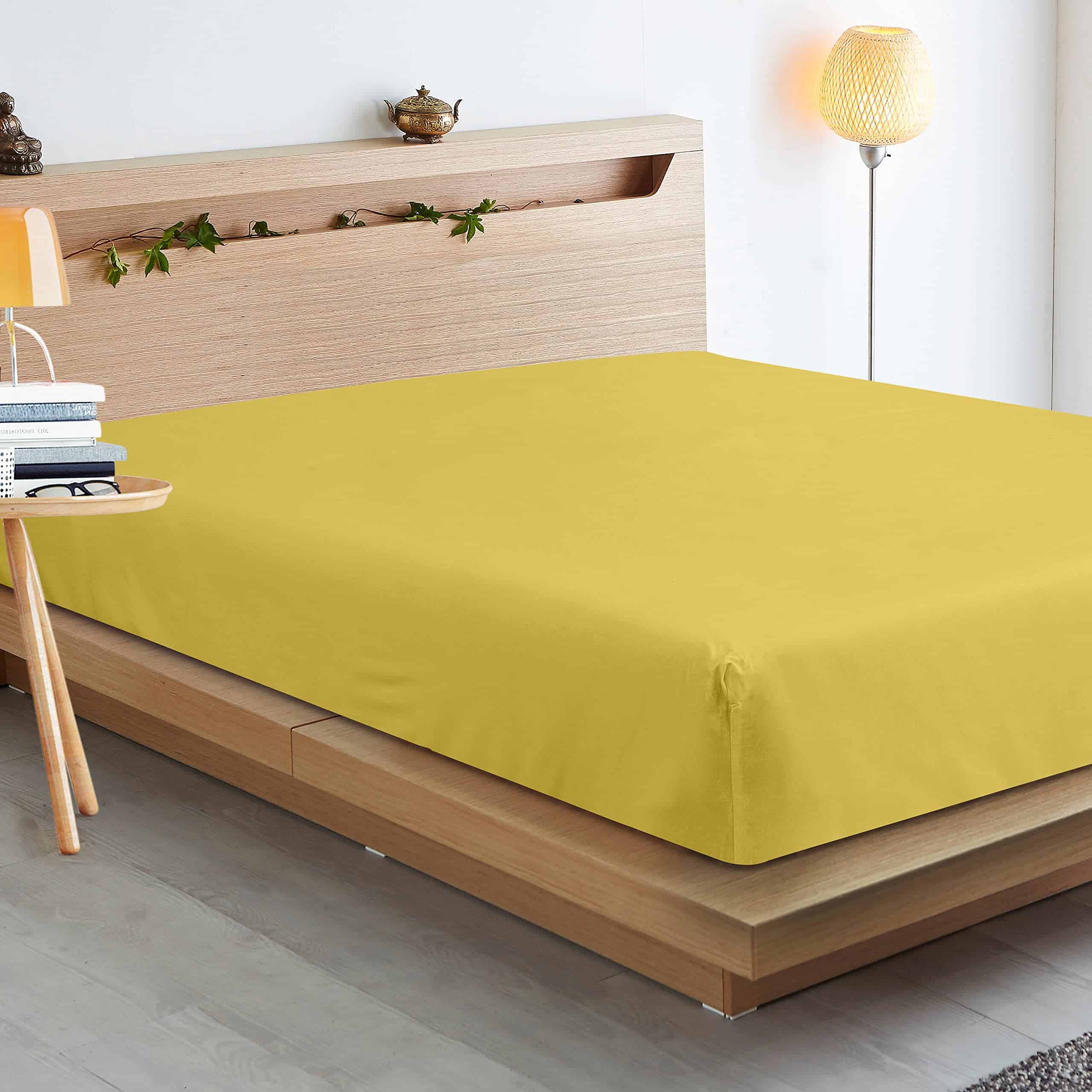 Juego de Sábanas de Algodón Peinado de 300 -Amarillo - Imagen 4