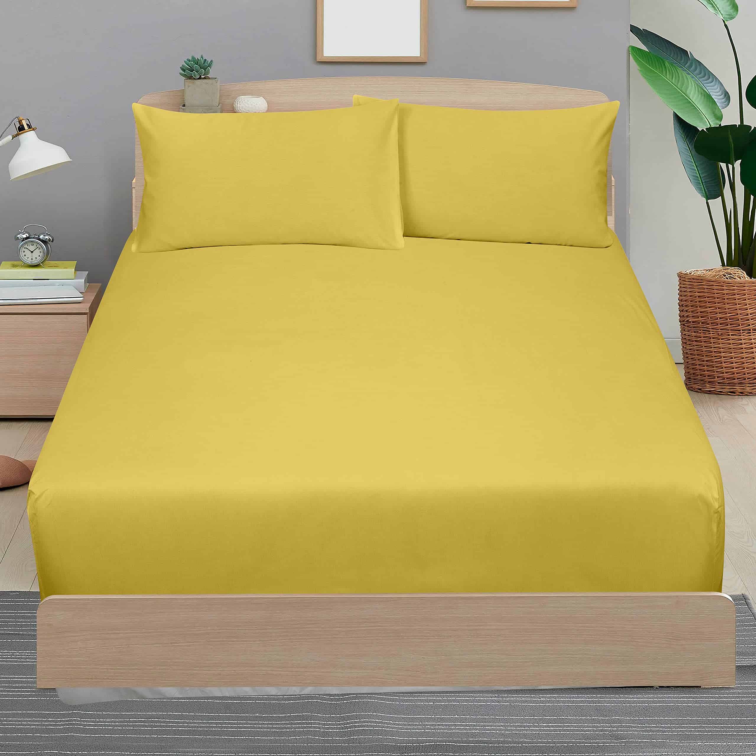 Juego de Sábanas de Algodón Peinado de 300 -Amarillo - Imagen 9