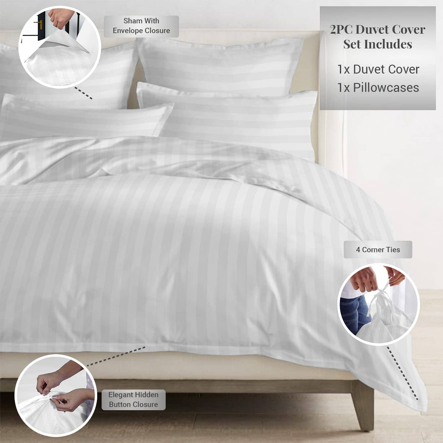 Set de Funda Nórdica de Algodón Pizuna Twin, 300 Hilos - Imagen 4