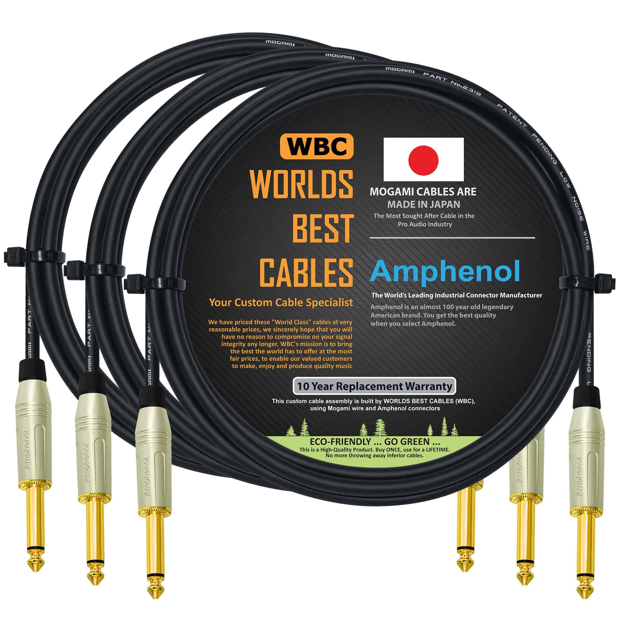 3 Unidades - 5 Pies - Cable de Pedal, Efectos, Patch,