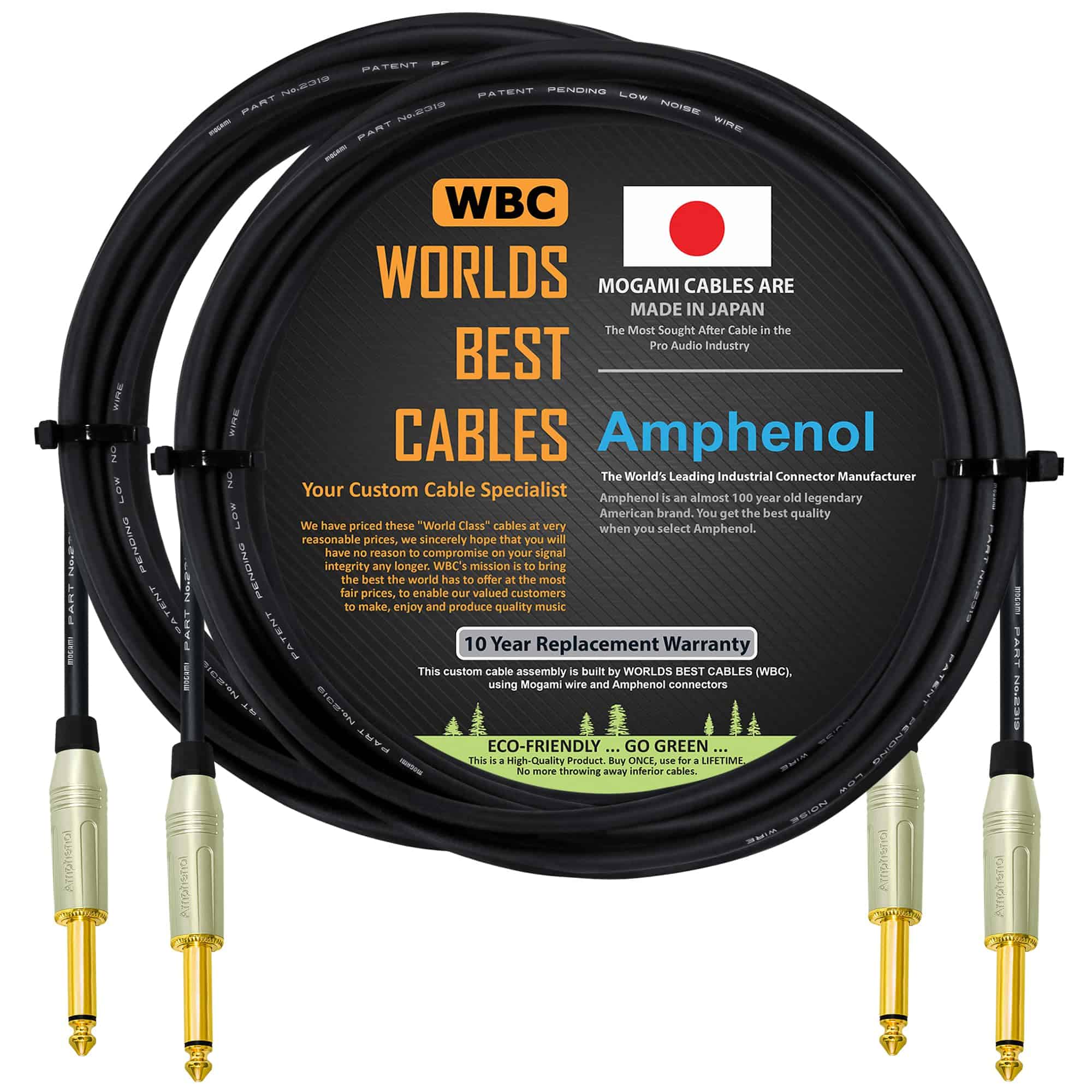 2 Unidades - 8 Pies - Cable para Pedal, Efectos, Patch,