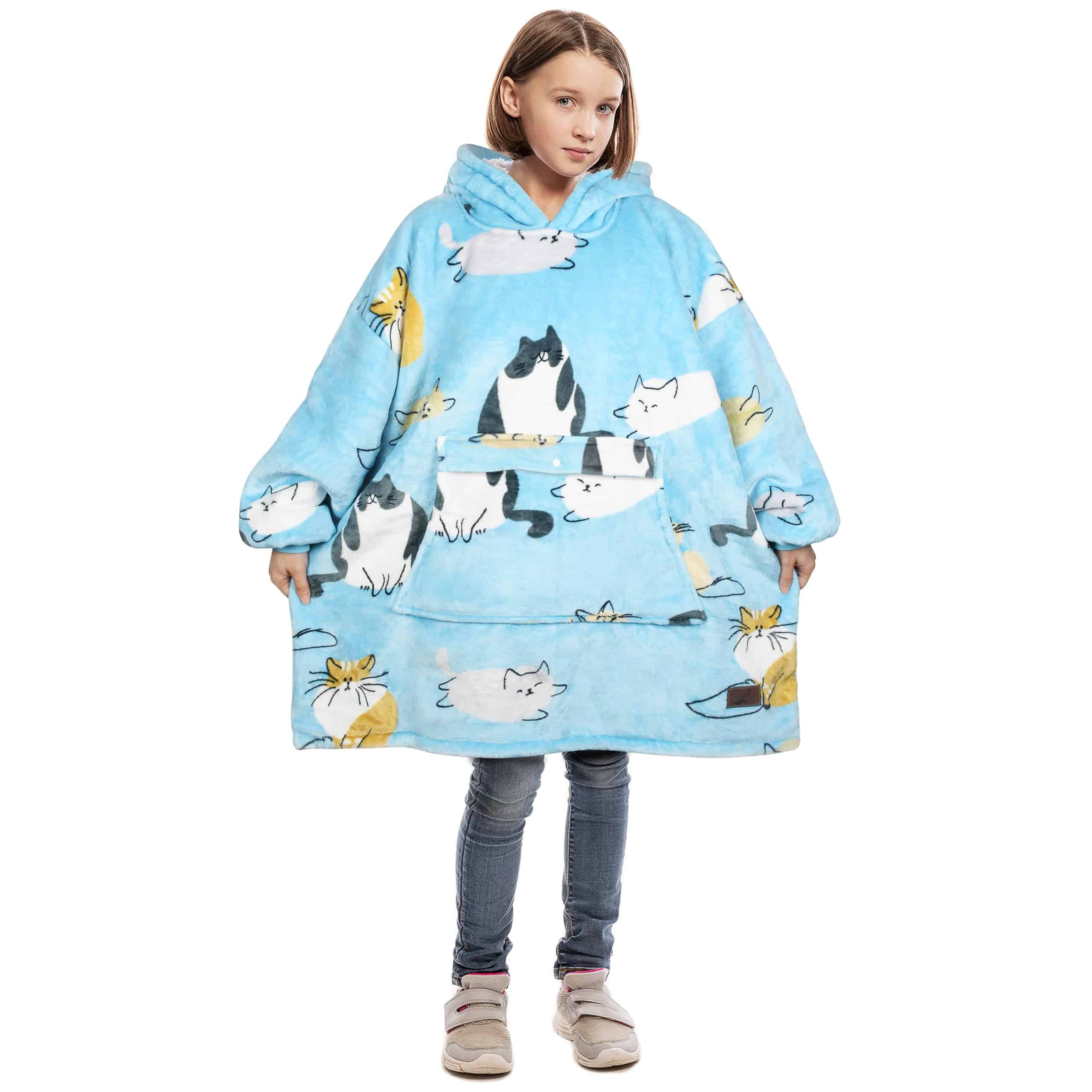 Manta con Capucha de Gato para Niños, Sudadera Grande de