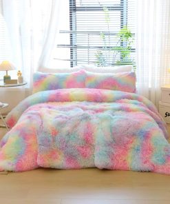 Juego de Funda de Edredón Peludo de Felpa DYcolor, 3 Piezas