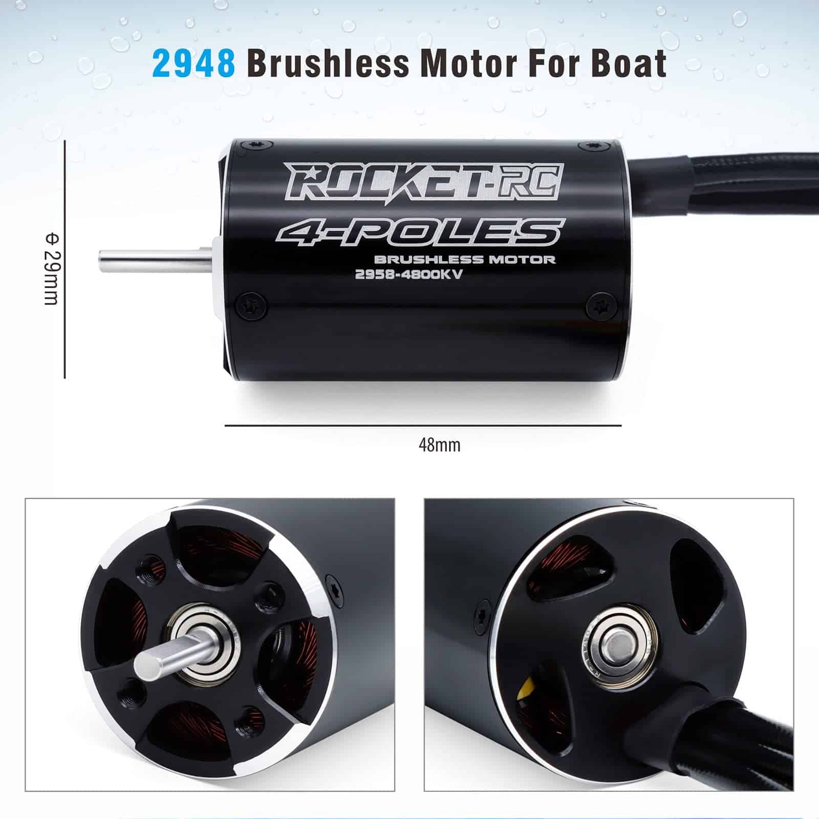 Motor sin escobillas Surpass Hobby 2948 4800 KV 4 polos con - Imagen 5