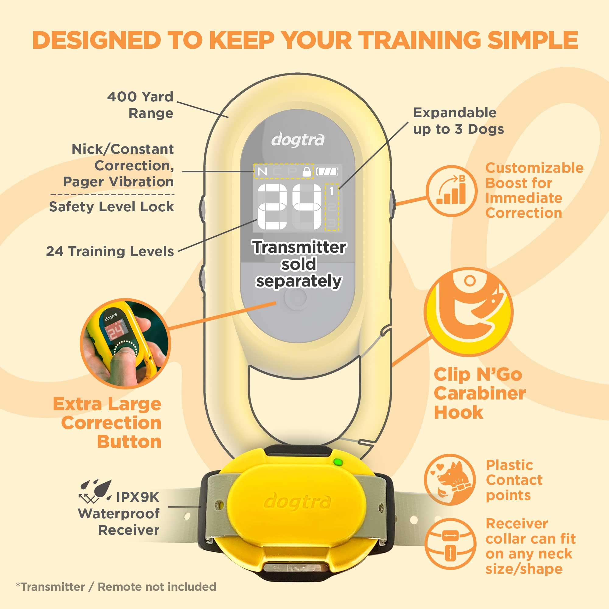 Collar de Adiestramiento para Perros CUE Add On Amarillo - Imagen 3