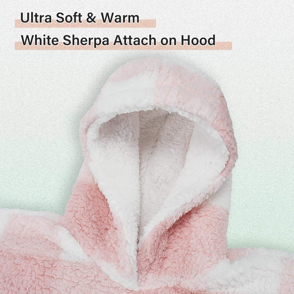 Manta con capucha de cuadros rosas Catalonia, oversized, - Imagen 6