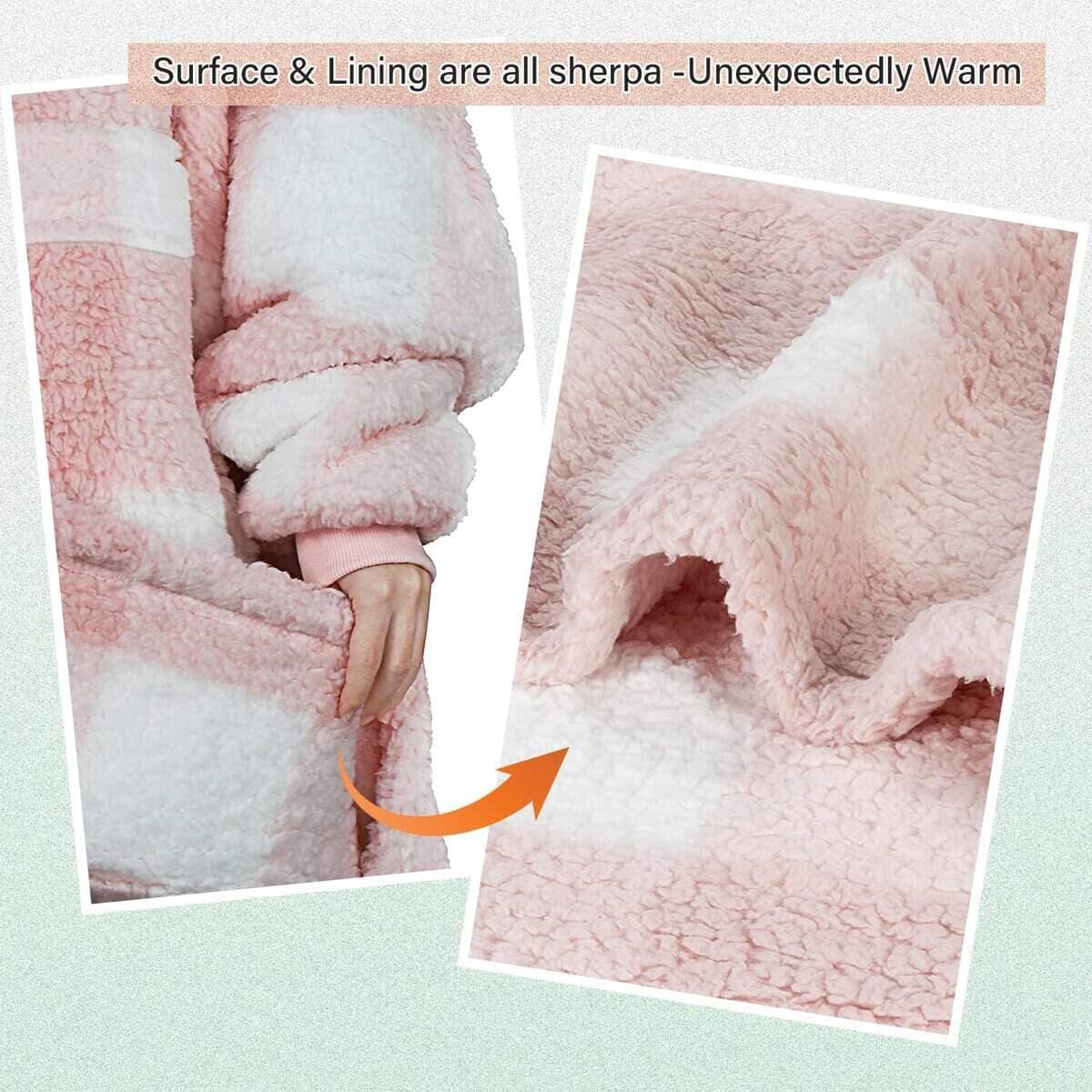 Manta con capucha de cuadros rosas Catalonia, oversized, - Imagen 5