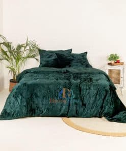 DecorAvenue Ultra-Luxe Crushed Velvet Duvet -Verde Esmeralda