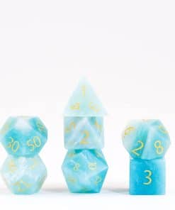 Set de Dados DND FanRoll de Metallic Dice -Amazonita Grabada