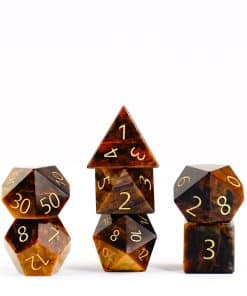 Set de dados DND FanRoll de Metallic Dice -Ojo de Tigre Matr