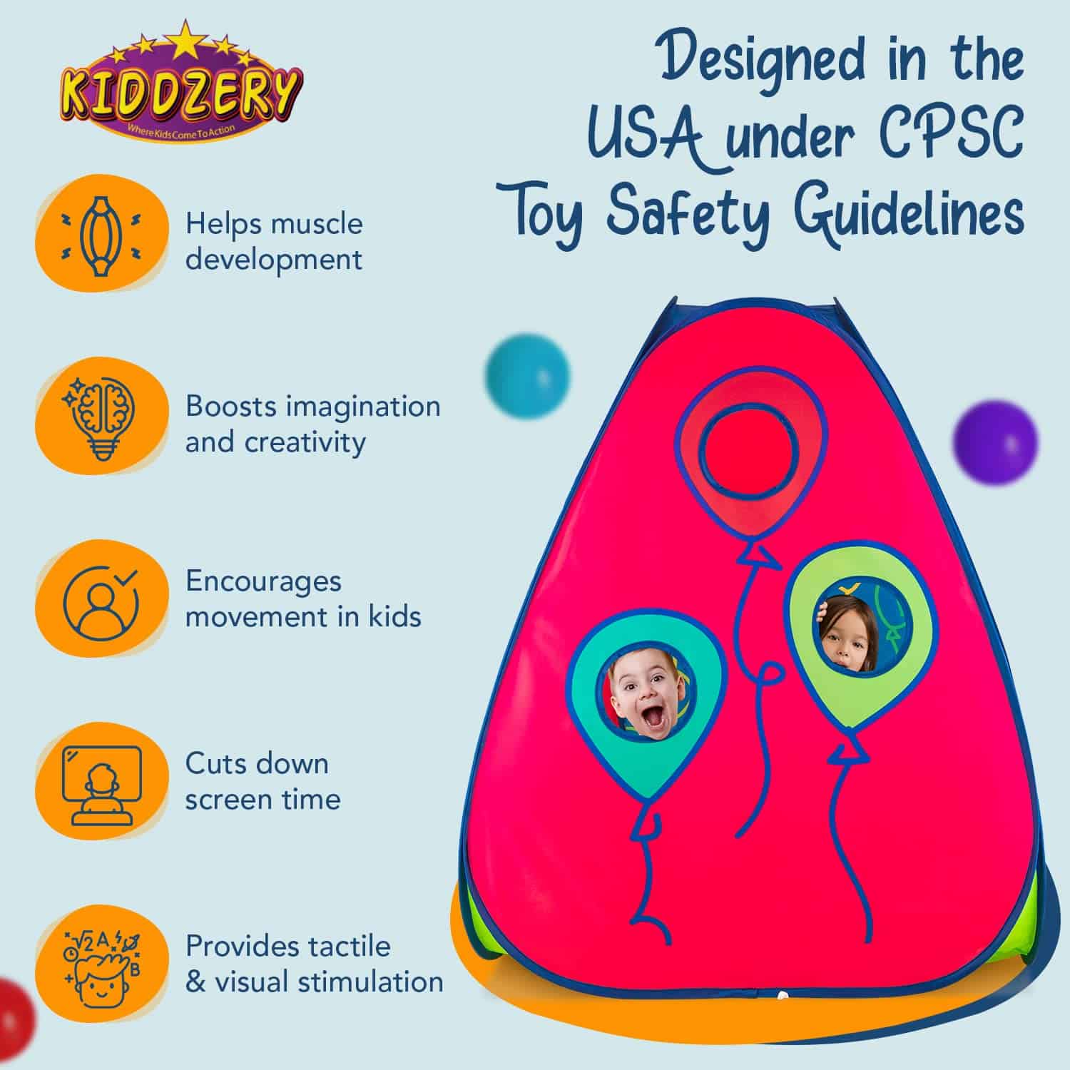 Kiddey 3-en-1 Tienda de Juegos Emergente para Niños, Túnel - Imagen 7