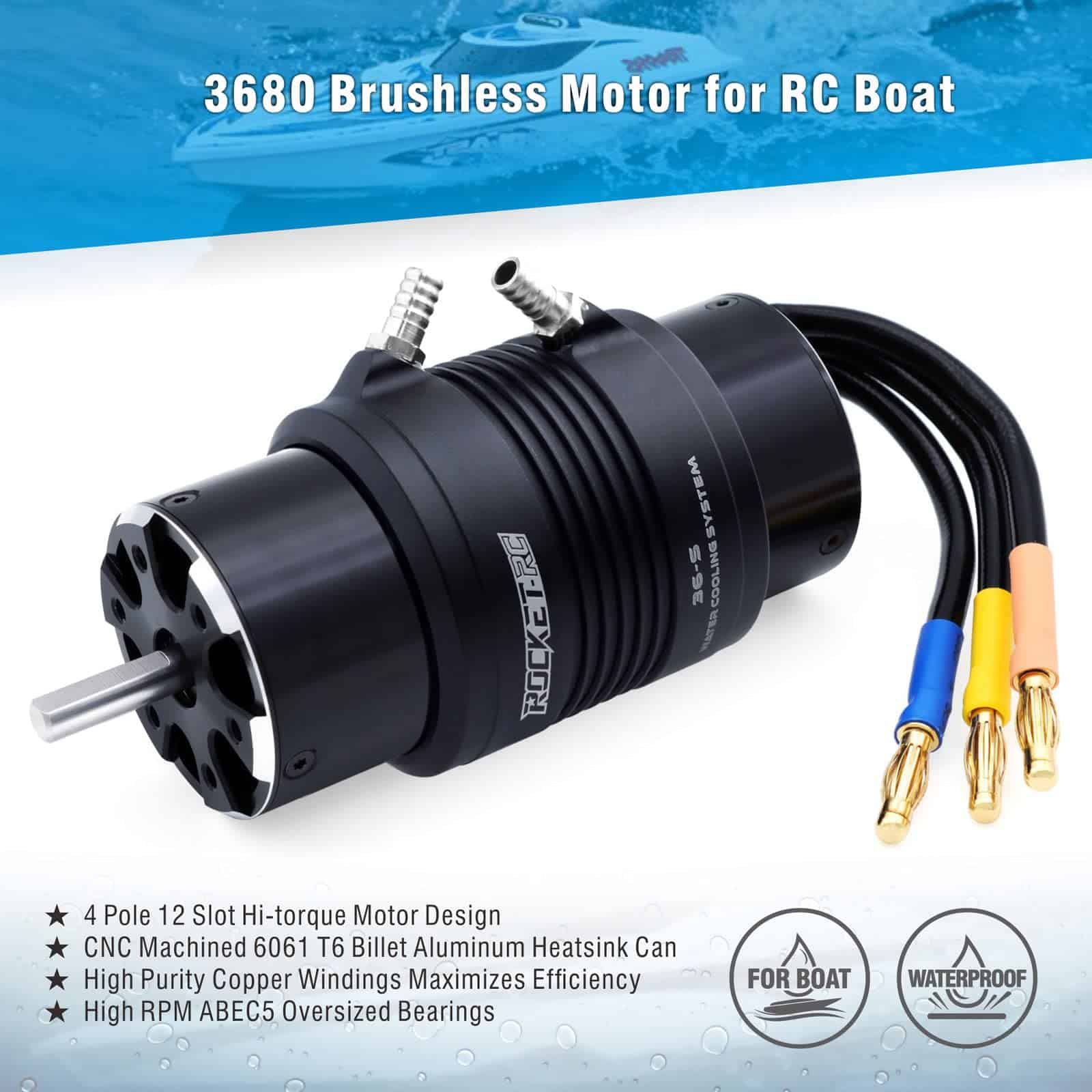 Motor Brushless Surpass Hobby 3680 1250KV Eje 5mm con - Imagen 3