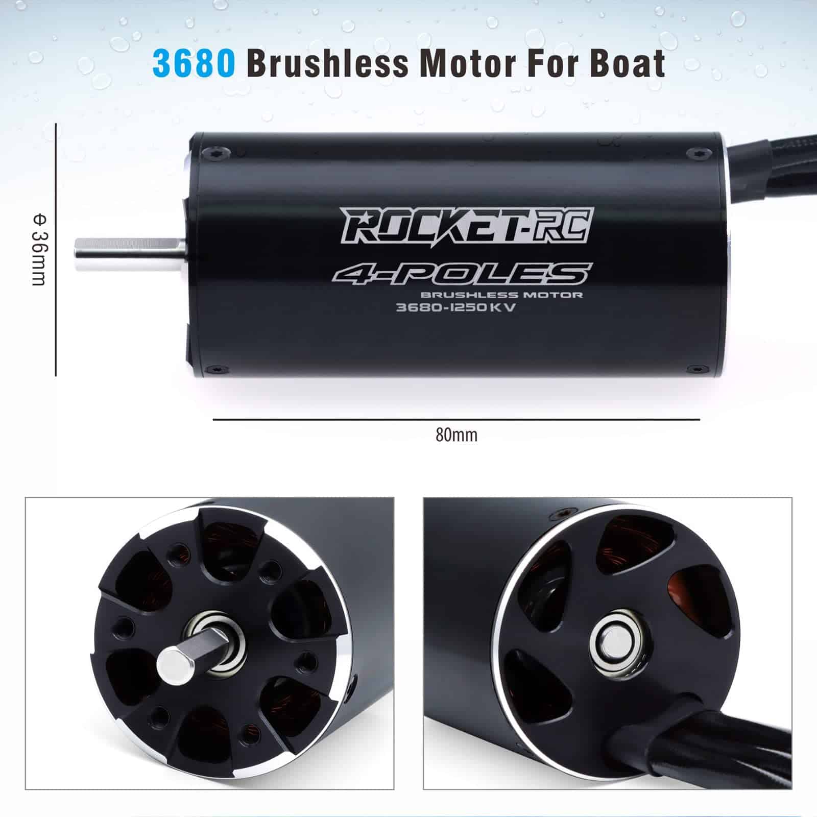 Motor Brushless Surpass Hobby 3680 1250KV Eje 5mm con - Imagen 6